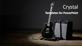  Presentation with electric guitar - PPT theme having photo-of-electric-guitar background and a dark gray colored foreground