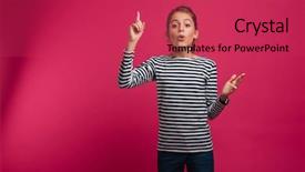  Presentation with naughty girl is standing - Cool new slide deck with photo of emotional teenage girl backdrop and a red colored foreground