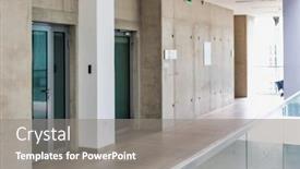  Presentation with school building - Beautiful theme featuring photo-of-empty-school-corridor backdrop and a gray colored foreground