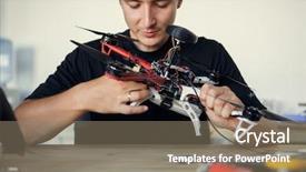  Presentation with photo - Cool new slide deck with photo of engineer mending square backdrop and a gray colored foreground