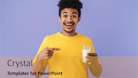  Presentation with milk - Slide deck with photo-of-excited-african-american background and a yellow colored foreground
