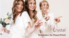  Presentation with bride - Colorful presentation design enhanced with photo-of-excited-beautiful-bride backdrop and a lemonade colored foreground