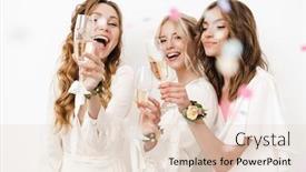  Presentation with champagne - Cool new PPT theme with photo-of-excited-beautiful-bridesmaids backdrop and a lemonade colored foreground