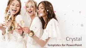  Presentation with photo - Slide set enhanced with photo-of-excited-beautiful-bridesmaids background and a lemonade colored foreground