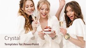  Presentation with eating - Slide set enhanced with photo-of-excited-beautiful-bridesmaids background and a lemonade colored foreground