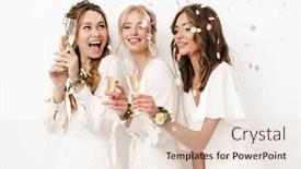  Presentation with champagne - Presentation theme consisting of photo-of-excited-beautiful-bridesmaids background and a lemonade colored foreground