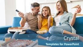  Presentation with family photo - Amazing theme having photo-of-excited-beautiful-caucasian backdrop and a ocean colored foreground