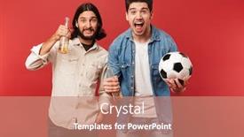  Presentation with sports fans - Colorful theme enhanced with photo-of-excited-guys-fans backdrop and a coral colored foreground