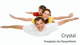  Presentation with family photo - Presentation theme having photo of family flying together background and a cool aqua colored foreground