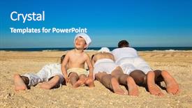  Presentation with family photo - Slides consisting of family lying on sand background and a teal colored foreground