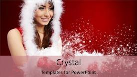  Presentation with christmas girl - Audience pleasing PPT theme consisting of photo of fashion christmas girl backdrop and a coral colored foreground