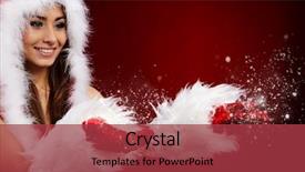  Presentation with old fashion photo album - PPT theme with photo of fashion christmas girl background and a red colored foreground