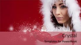  Presentation with old fashion photo album - Amazing presentation theme having photo of fashion christmas girl backdrop and a red colored foreground