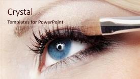  Presentation with old fashion photo album - Theme enhanced with photo of fashion eye makeup background and a lemonade colored foreground