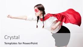  Presentation with superhero - Beautiful presentation design featuring photo-of-female-asian-superhero backdrop and a sky blue colored foreground
