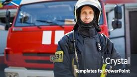  Presentation with race car a red racing - PPT theme consisting of photo of fireman in front background and a tawny brown colored foreground