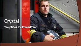  Presentation with photo - Beautiful theme featuring photo of fireman with helmet backdrop and a dark gray colored foreground