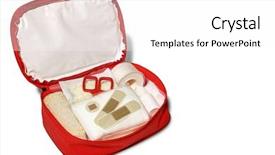  Presentation with first aid kit - Slide set featuring inspection - hands of mechanics using pneumatic background and a gray colored foreground.