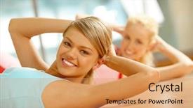  Presentation with gymnastics - PPT layouts enhanced with photo of fit girl doing background and a coral colored foreground