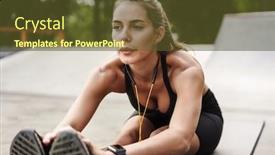  Presentation with exercise mat - Theme enhanced with photo-of-focused-beautiful-sportswoman background and a tawny brown colored foreground