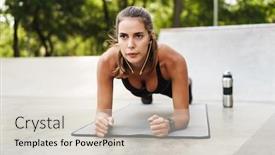  Presentation with exercise mat - Presentation theme having photo-of-focused-beautiful-sportswoman background and a lemonade colored foreground