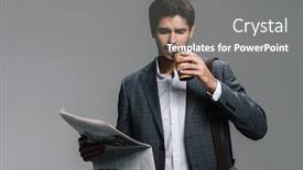  Presentation with starbuck coffee - PPT theme consisting of photo-of-focused-businessman-drinking background and a gray colored foreground