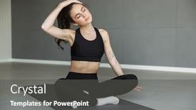  Presentation with sportswear - PPT layouts with photo-of-focused-young-woman background and a dark gray colored foreground