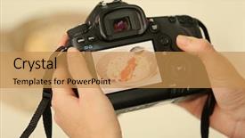  Presentation with photo display - PPT theme enhanced with photo of food on camera display while shooting background and a yellow colored foreground