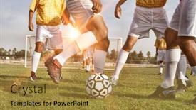  Presentation with training - Slide deck having photo-of-football-players background and a gold colored foreground