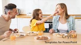  Presentation with family photo - Audience pleasing slides consisting of photo-of-funny-caucasian-beautiful backdrop and a coral colored foreground