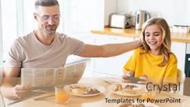  Presentation with daughter - PPT layouts enhanced with photo-of-funny-caucasian-father background and a coral colored foreground