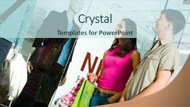  Presentation with clothes shop - Slide deck consisting of photo of glamorous couple standing near shop window and looking at fashionable clothes background and a sky blue colored foreground