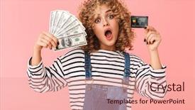  Presentation with glamorous freindship - Colorful PPT theme enhanced with photo of glamorous curly woman backdrop and a coral colored foreground