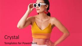  Presentation with glamour - Cool new slide set with photo of glamour caucasian woman backdrop and a red colored foreground