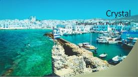  Presentation with greek - Cool new PPT layouts with photo of greek national flag backdrop and a cyan colored foreground