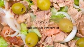  Presentation with lettuce - Presentation theme featuring photo-of-green-salad background and a coral colored foreground