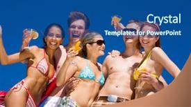  Presentation with teens - Slides enhanced with photo of group of teens with cocktails in hands laughing while having party background and a ocean colored foreground