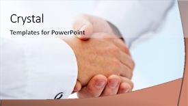  Presentation with contract - Theme consisting of photo of handshake of business background and a sky blue colored foreground