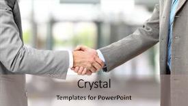  Presentation with partners - Presentation having photo of handshake of business background and a mint green colored foreground