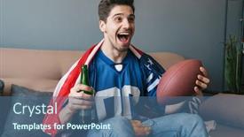  Presentation with ball sports - Audience pleasing presentation design consisting of photo-of-handsome-delighted-man backdrop and a ocean colored foreground