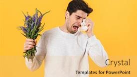  Presentation with allergy - Theme consisting of photo-of-handsome-unhappy-man background and a yellow colored foreground