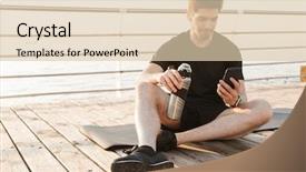  Presentation with dancer music outdoor - Slide deck with photo of handsome young sportsman background and a lemonade colored foreground