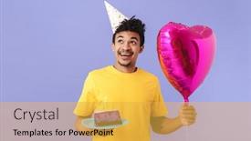  Presentation with balloon - Audience pleasing PPT theme consisting of photo-of-happy-african-american backdrop and a yellow colored foreground