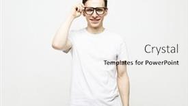  Presentation with photo - Colorful slide set enhanced with photo-of-happy-and-handsome backdrop and a white colored foreground