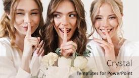  Presentation with bride - Slide set featuring photo-of-happy-bride background and a coral colored foreground