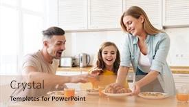  Presentation with family photo - Audience pleasing PPT theme consisting of photo-of-happy-caucasian-beautiful backdrop and a coral colored foreground