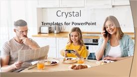  Presentation with family reading - Audience pleasing PPT theme consisting of photo-of-happy-caucasian-family backdrop and a light gray colored foreground