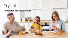  Presentation with family photo - PPT theme enhanced with photo-of-happy-caucasian-family background and a white colored foreground