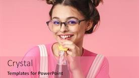  Presentation with lemonade - Presentation design with photo-of-happy-charming-girl background and a coral colored foreground
