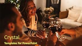  Presentation with christmas dinner - Theme with photo-of-happy-cute-people background and a tawny brown colored foreground